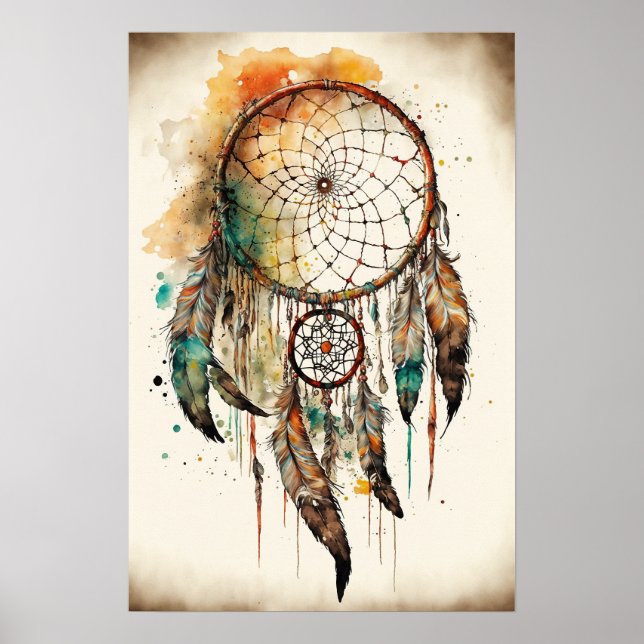 Inbyggd amerikansk Dreamcatcher Art-utskrift Poste Poster (Framsidan)