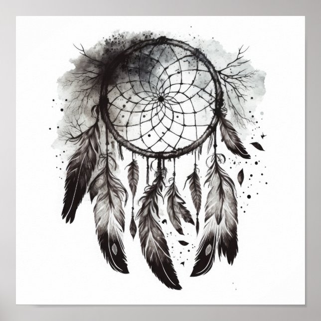 Inbyggd amerikansk Dreamcatcher Art-utskrift Poste Poster (Framsidan)