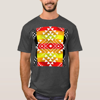 Inbyggd amerikansk Fire Färg White Black Geometric T Shirt