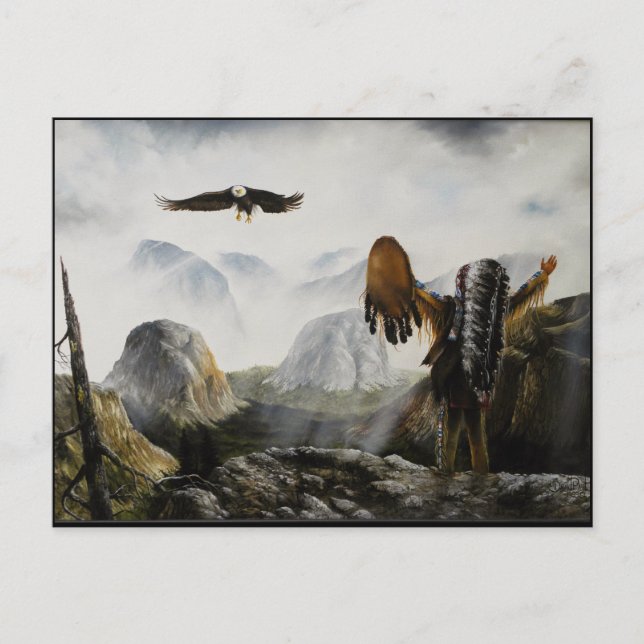 Inbyggd amerikansk målning~ Välkomstvän Vykort (Framsida)