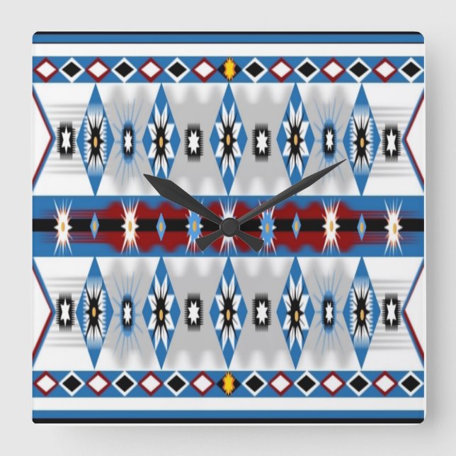 Inbyggd amerikansk sioux Wall Clock Fyrkantig Klocka (Framsida)