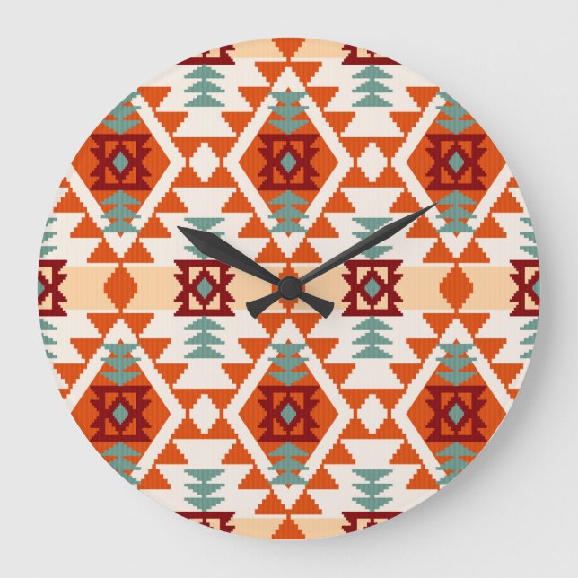 Inbyggd amerikansk Stil Geometric Seamless Stor Klocka (Framsida)