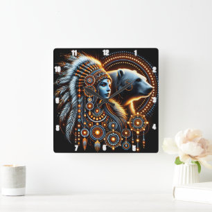 Inbyggd anda med ben i luminös design fyrkantig klocka