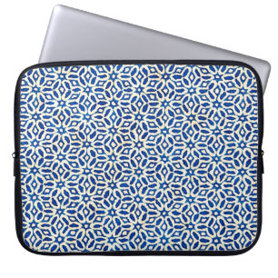 Inbyggd batik vattenfärgskonstnärlig blå och vi laptop fodral