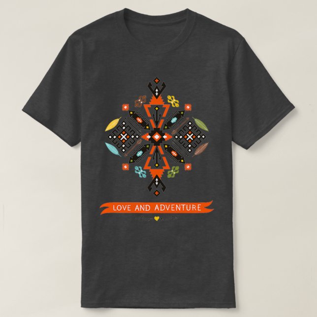 Inbyggd dekorativ vektorsvart Orange T Shirt (Design framsida)