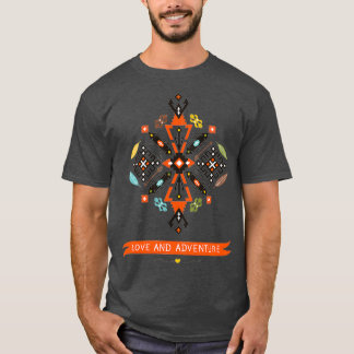 Inbyggd dekorativ vektorsvart Orange T Shirt