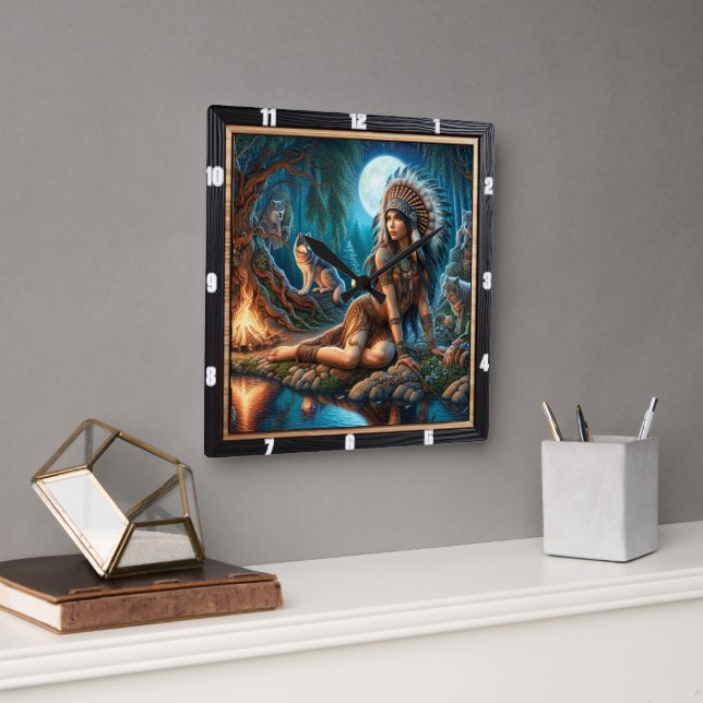 Inbyggd embrace: Helig Stones Morgon Lugn Fyrkantig Klocka (Kontor)