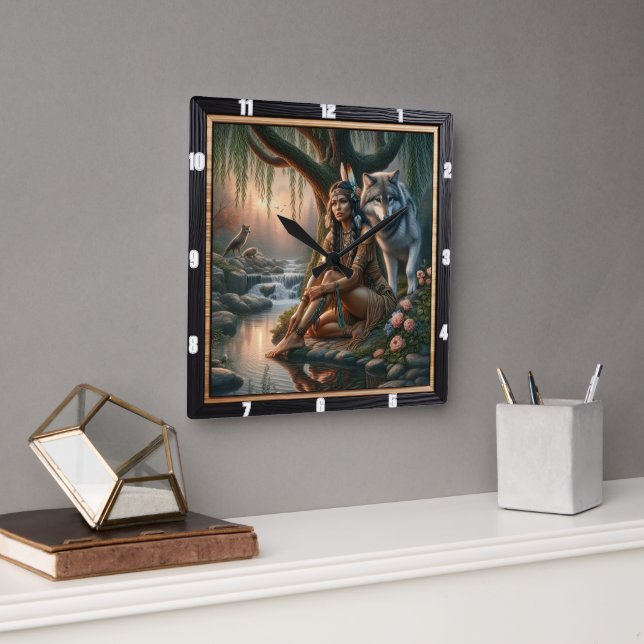 Inbyggd Helig-brand: Stones Spirit-Lugn Fyrkantig Klocka (Kontor)