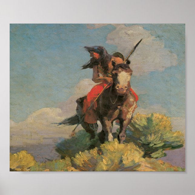 Inbyggd Indian Vild Kråka 1896 Art Poster (Framsidan)