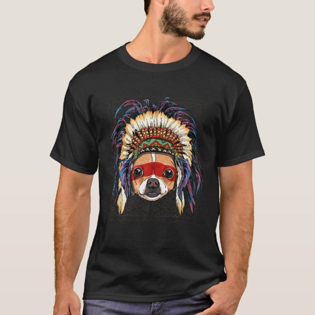 Inbyggd indisk Chihuahua Native Indian Hund T Shirt (Framsida)