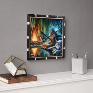 Inbyggd indisk twilight: Helig Glade Fyrkantig Klocka