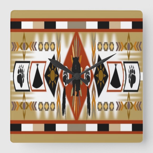 Inbyggd Klan för amerikansk björn Fyrkantig Klocka (Framsida)