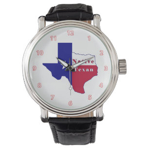 Inbyggd Texan Flagga Karta Armbandsur