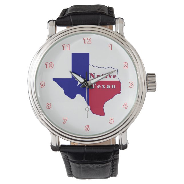 Inbyggd Texan Flagga Karta Armbandsur (Framsida)