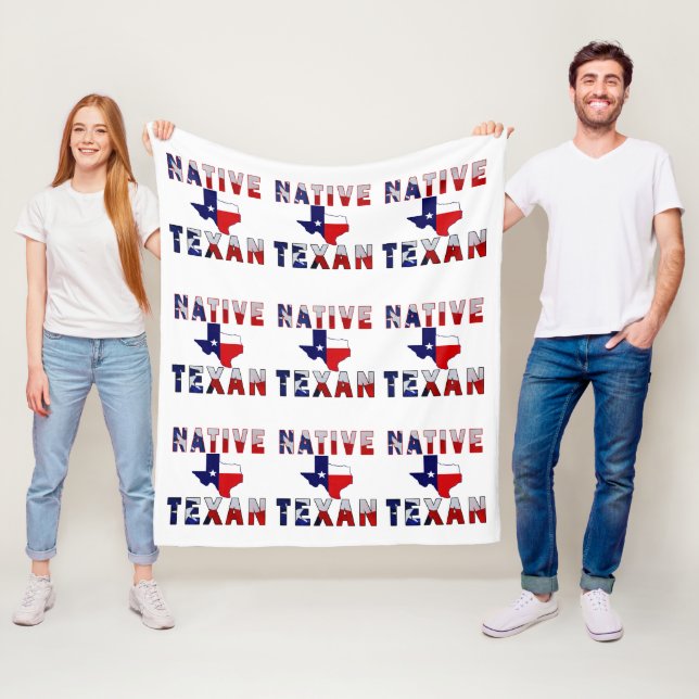 Inbyggd Texan Flagga Karta Fleecefilt (På plats)