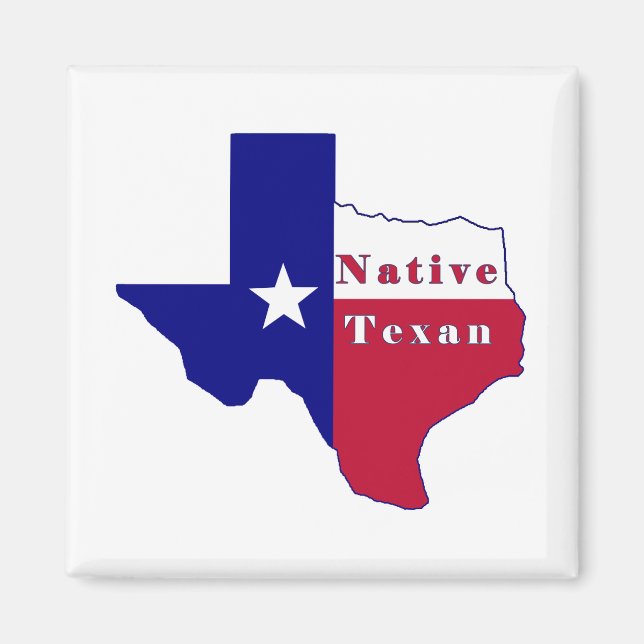 Inbyggd Texan Flagga Karta Magnet (Framsidan)
