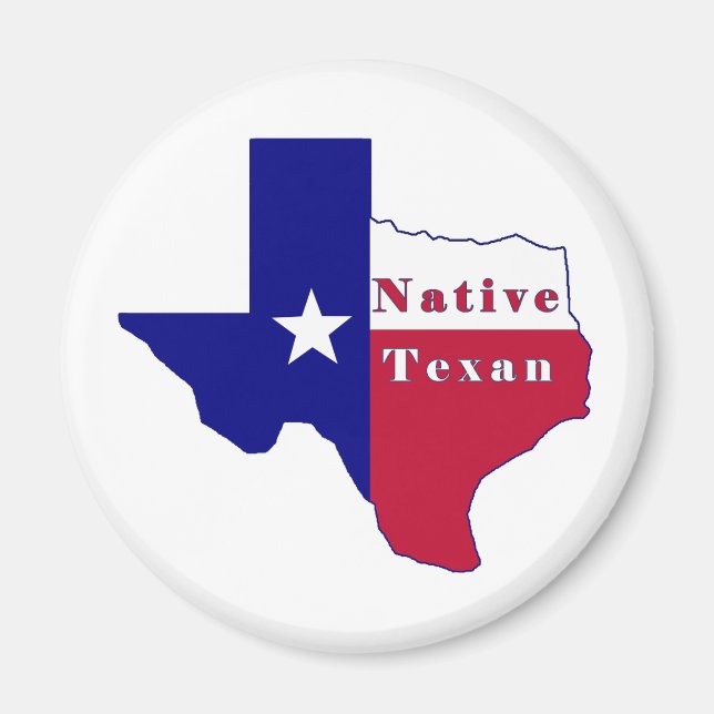 Inbyggd Texan Flagga Karta Magnet (Framsidan)