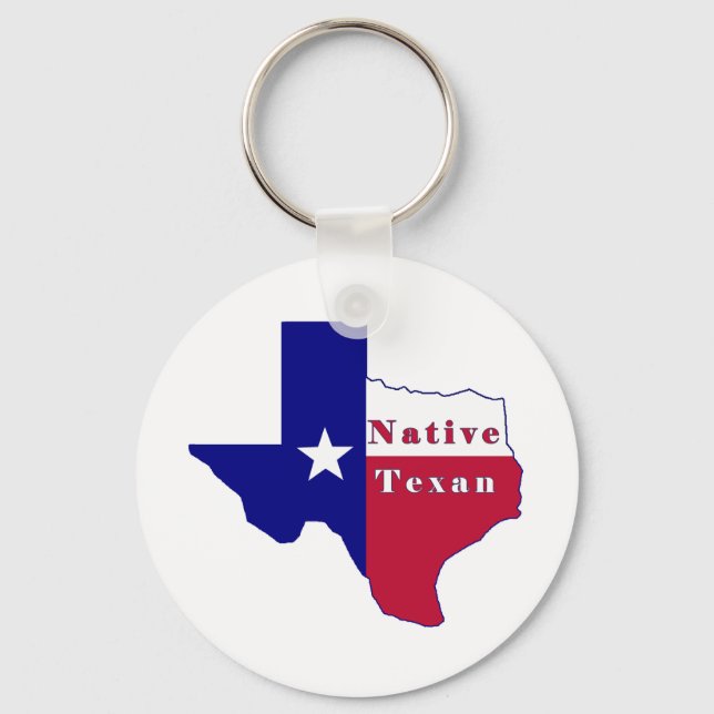 Inbyggd Texan Flagga Karta Nyckelring (Framsida)