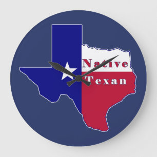 Inbyggd Texan Flagga Karta Stor Klocka