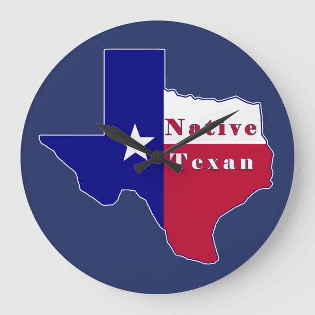 Inbyggd Texan Flagga Karta Stor Klocka (Framsida)