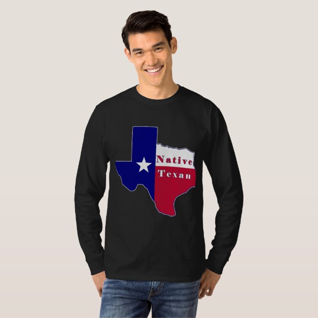 Inbyggd Texan Flagga Karta T Shirt (Hel framsida)