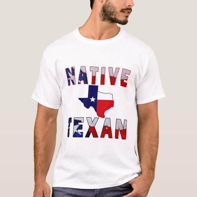 Inbyggd Texan Flagga Karta T Shirt (Framsida)
