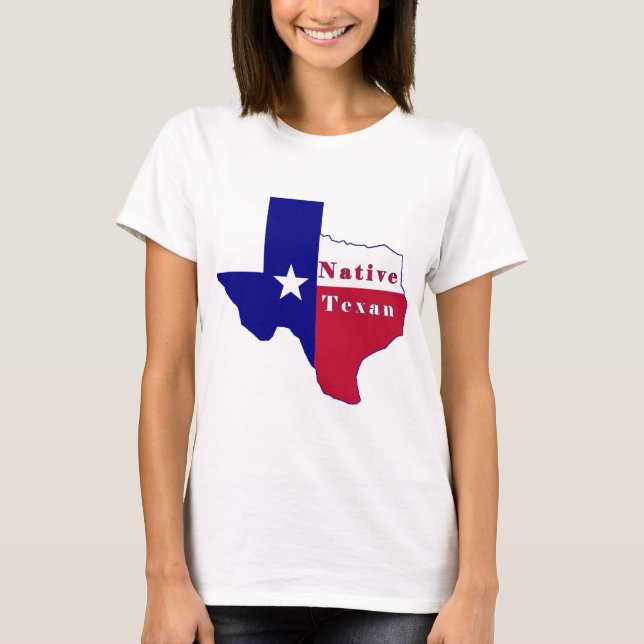 Inbyggd Texan Flagga Karta T Shirt (Framsida)