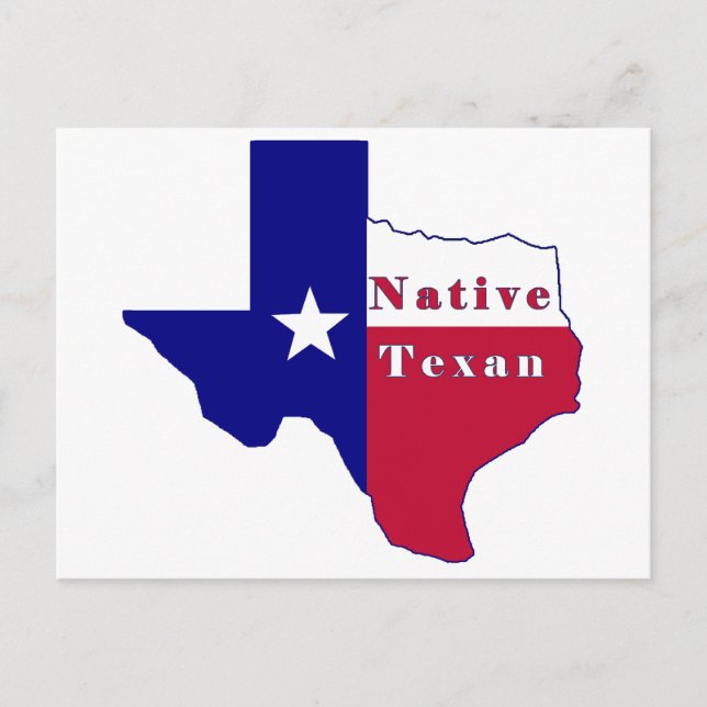 Inbyggd Texan Flagga Karta Vykort (Framsida)
