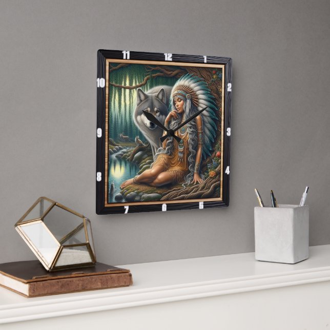 Inbyggd tidslös fred: Pond Stillness Art Fyrkantig Klocka (Kontor)