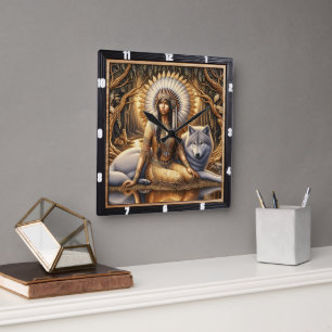 Inbyggd Väg: Helig brandglöd Fyrkantig Klocka