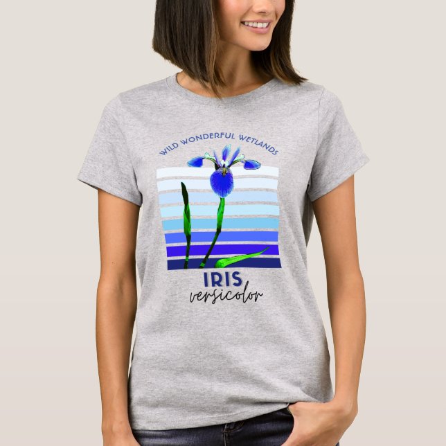 Inbyggd växt-Iris Versicolor-Vild Wetland Graphic T Shirt (Framsida)