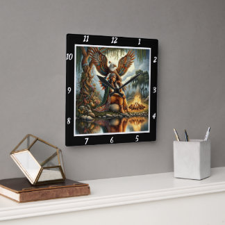 Inbyggda Sanckottar: Eagles hjärtsnålspisper Fyrkantig Klocka