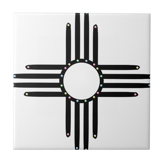 Inbyggt amerikanskt belagt Zia Kakelplatta (Framsidan)