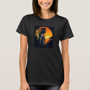 Inbyggt amerikanskt dagbrotts-solnedgångs-Retro fö T Shirt