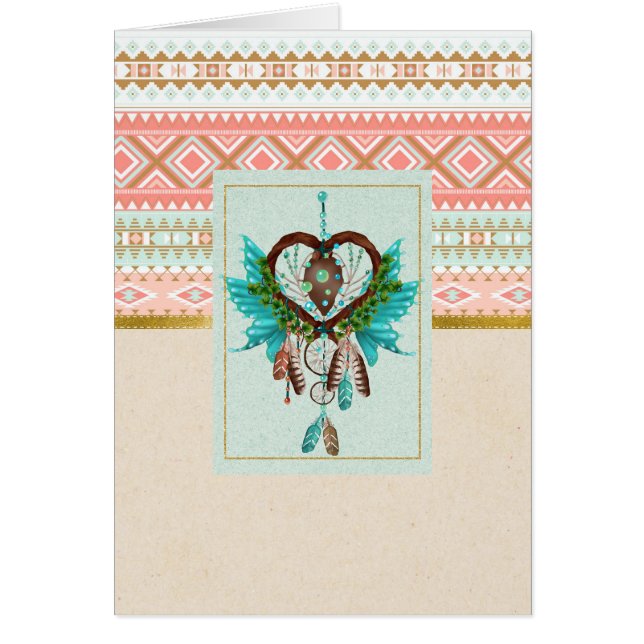Inbyggt amerikanskt Dreamcatcher-Tillfällen-kort Hälsningskort (Framsidan)