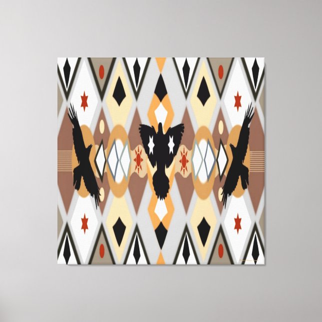 Inbyggt amerikanskt Kråka-Kanvastryck med fördröjt Canvastryck (Framsida)