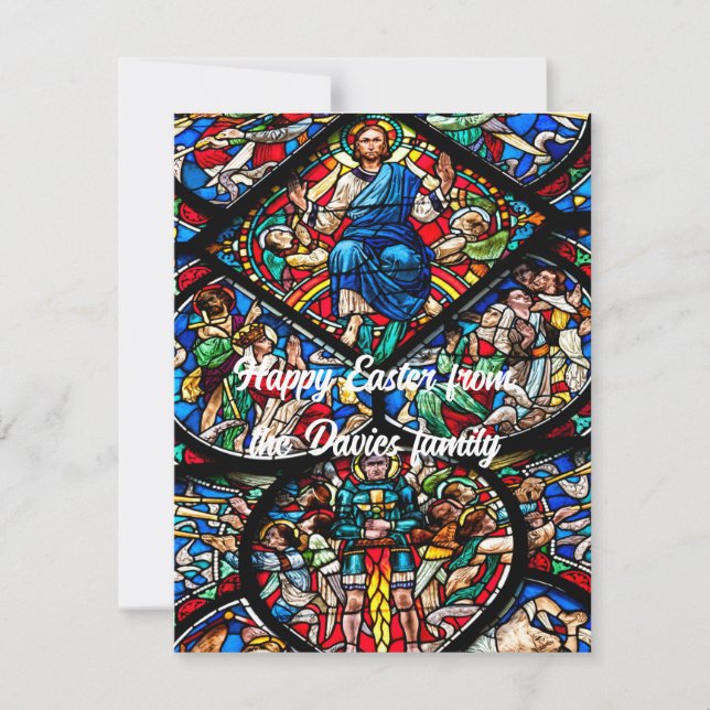 Inbyggt Glass Glad påsk-kort med redigerbar text Anteckningskort (Framsida)