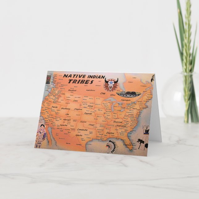 Inbyggt hälsningskort för stammar Karta Kort (Framsida)