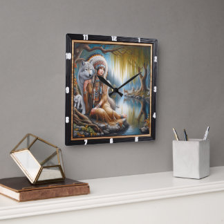 Inbyggt indisk harmoni: Firelight's Embrace Fyrkantig Klocka