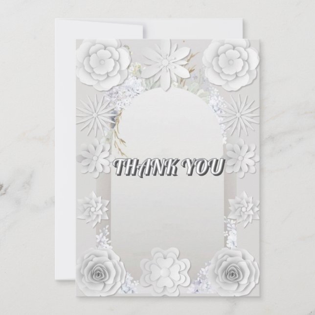 Inbyggt kort för Blommigt Struktur Tack Bröllop (Framsida)