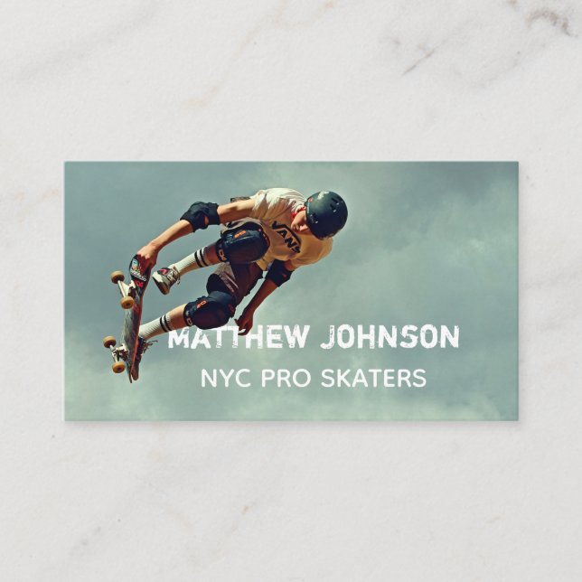 Inbyggt Skateboardfoto för text Visitkort (Framsida)