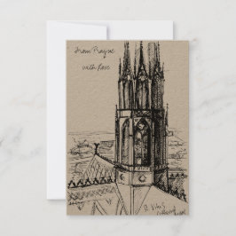 Inc frihand teckning från Prag med Kärlek Tack Kort