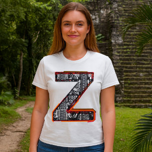 Inca Bokstav Z Konstnärlig Font T-Shirt