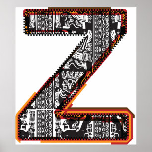 Inca Brev Z Konstnärligt teckensnitt Poster