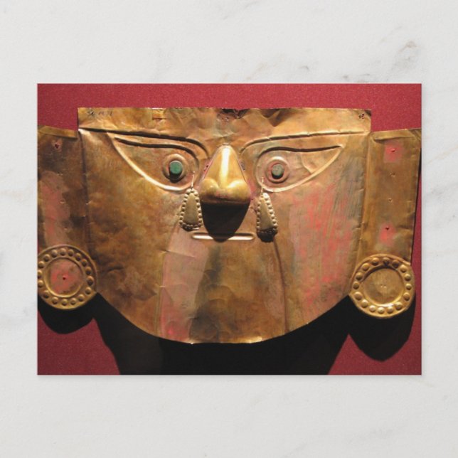 Inca guld mask, Lima, Peru Vykort (Framsida)