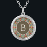 Inca Mönster Round Ram Initial Silverpläterat Halsband<br><div class="desc">Ornate Inca mönster omger din ursprungliga omgivning.</div>