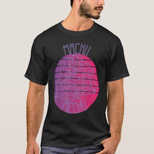 Inca town Peru Machu Picchu Ruining city South Ame T Shirt (Framsida)