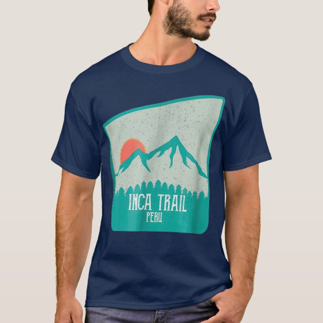 Inca Trail Peru Machu Picchu Hiking Camping T Shirt (Framsida)