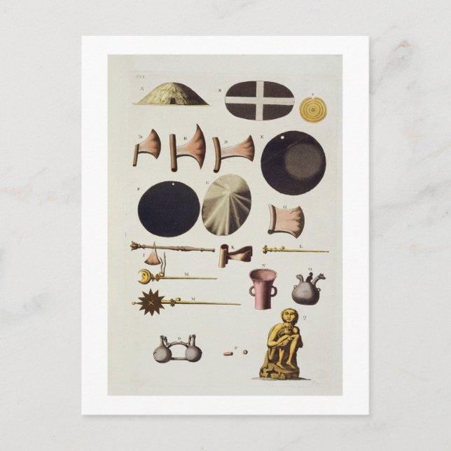 Inca verktyg och artefakter, Peru, från Le Costume Vykort (Framsida)