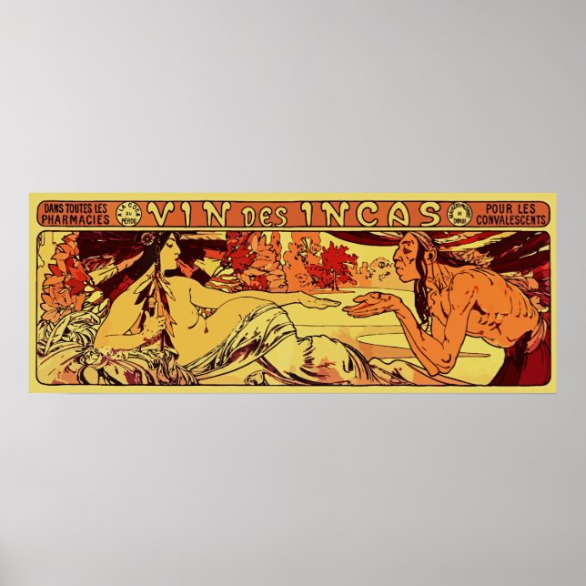 Inca vin Alphonse Mucha remake vågrät Poster (Framsidan)